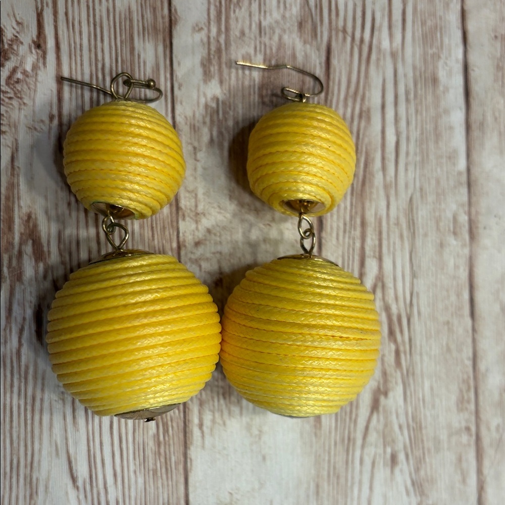 Yellow Twine Sphere Earrings
